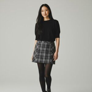 Eddie Bauer Black and Gray Plaid Skirt